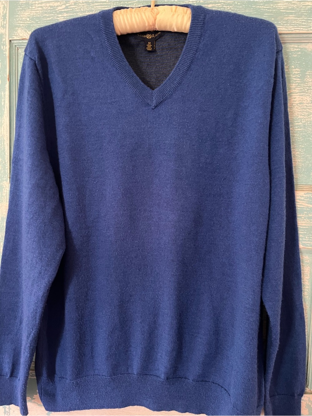 Club Room Merino wool Men's V-Neck Sweater in Royal Blue, staple wardrobe piece